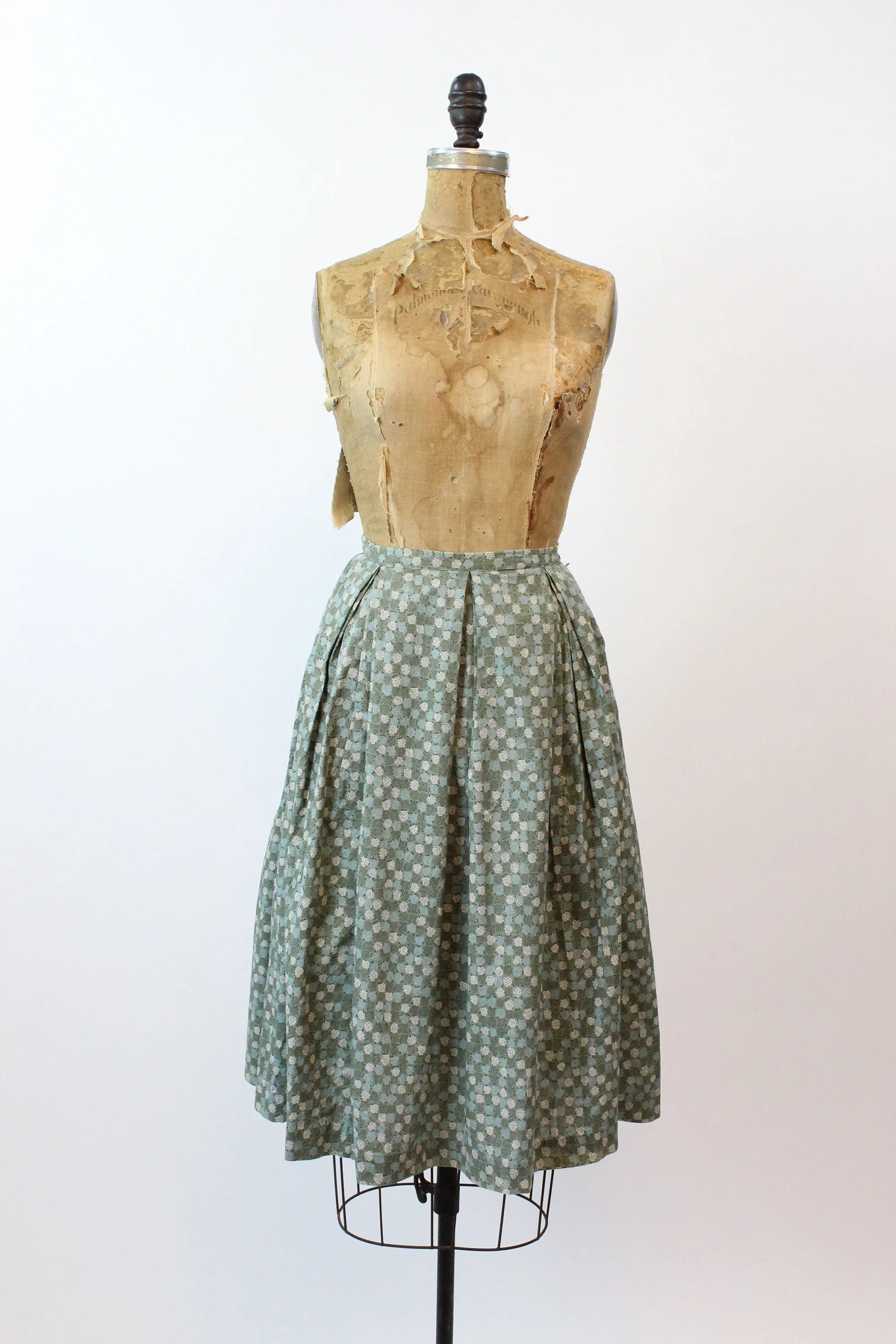 1950s ROSE PRINT novelty skirt and top SET medium | new spring summer