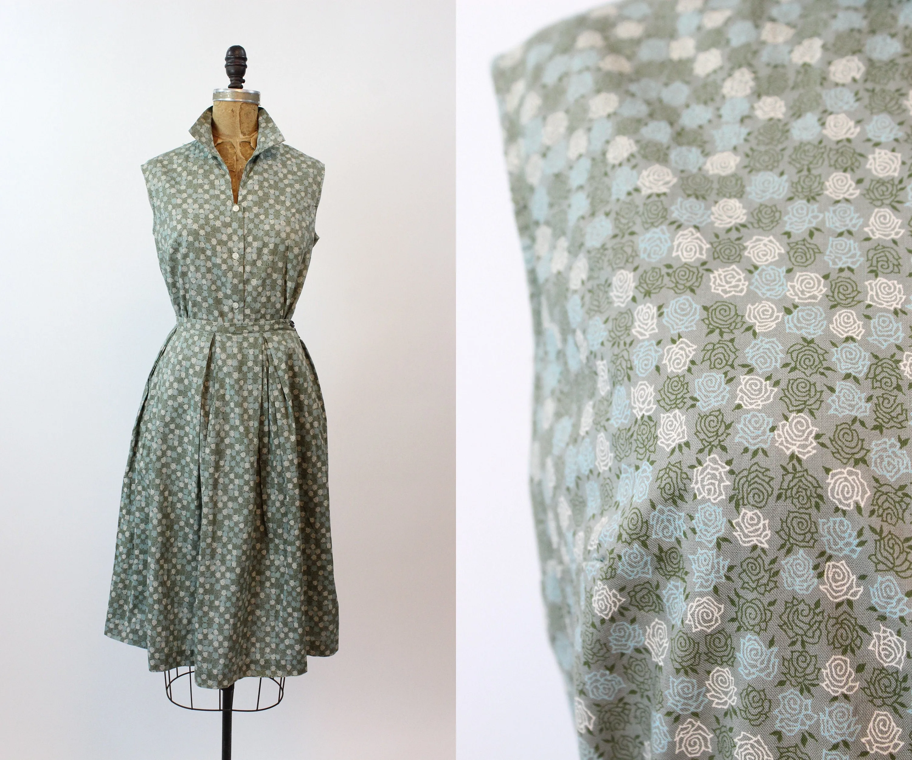 1950s ROSE PRINT novelty skirt and top SET medium | new spring summer