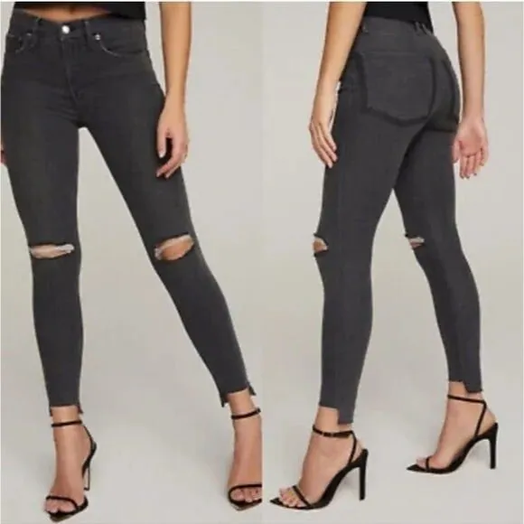 8/29 Good American Good Waist Shadow Pocket Ripped High Rise Skinny