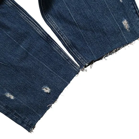 Abercrombie &amp; Fitch High Rise Mom Jeans Distressed Medium Wash Plus Sze 24 Short