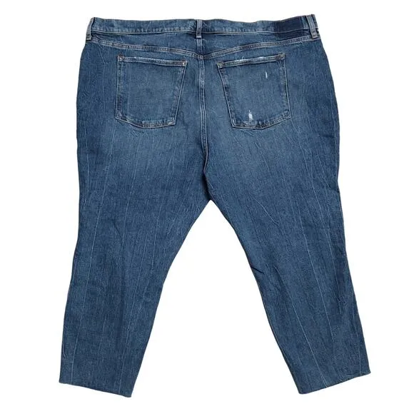 Abercrombie &amp; Fitch High Rise Mom Jeans Distressed Medium Wash Plus Sze 24 Short