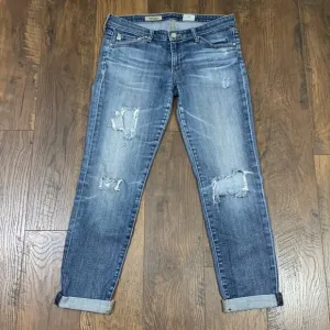 AG Adriano Goldschmied The Stilt Roll-Up Cigarette Skinny Distressed Jeans