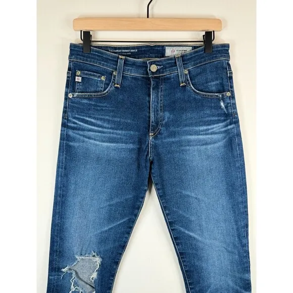 AG Adriano Goldschmied Womens Jeans Farrah Skinny Ankle Denim Distressed 29R
