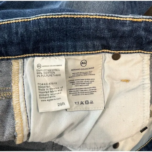 AG Adriano Goldschmied Womens Jeans Farrah Skinny Ankle Denim Distressed 29R