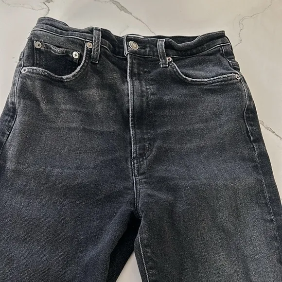 AGOLDE Black Distressed Pinch Waist Skinny High Rise Stretch Jeans size 27