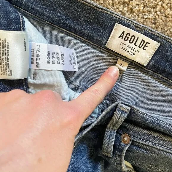 AGOLDE Sophie High Rise Skinny Jeans Size 27 Cannes Distressed Denim