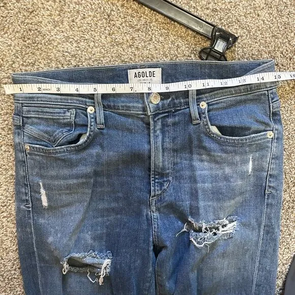 AGOLDE Sophie High Rise Skinny Jeans Size 27 Cannes Distressed Denim