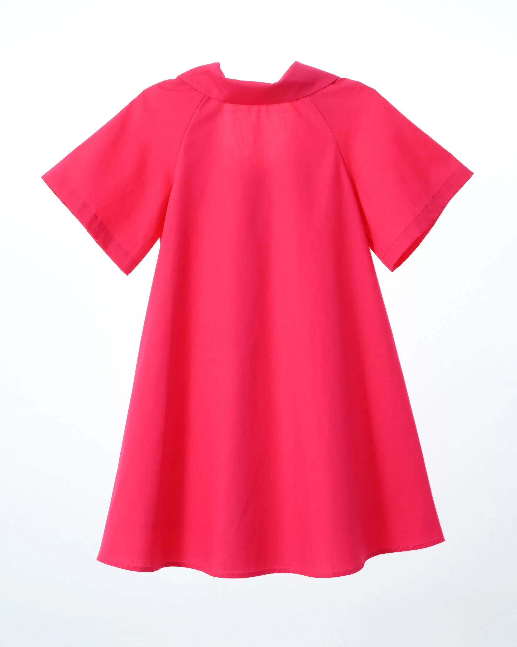 AISABOBO HOT PINK COLLAR PLEATED DRESS