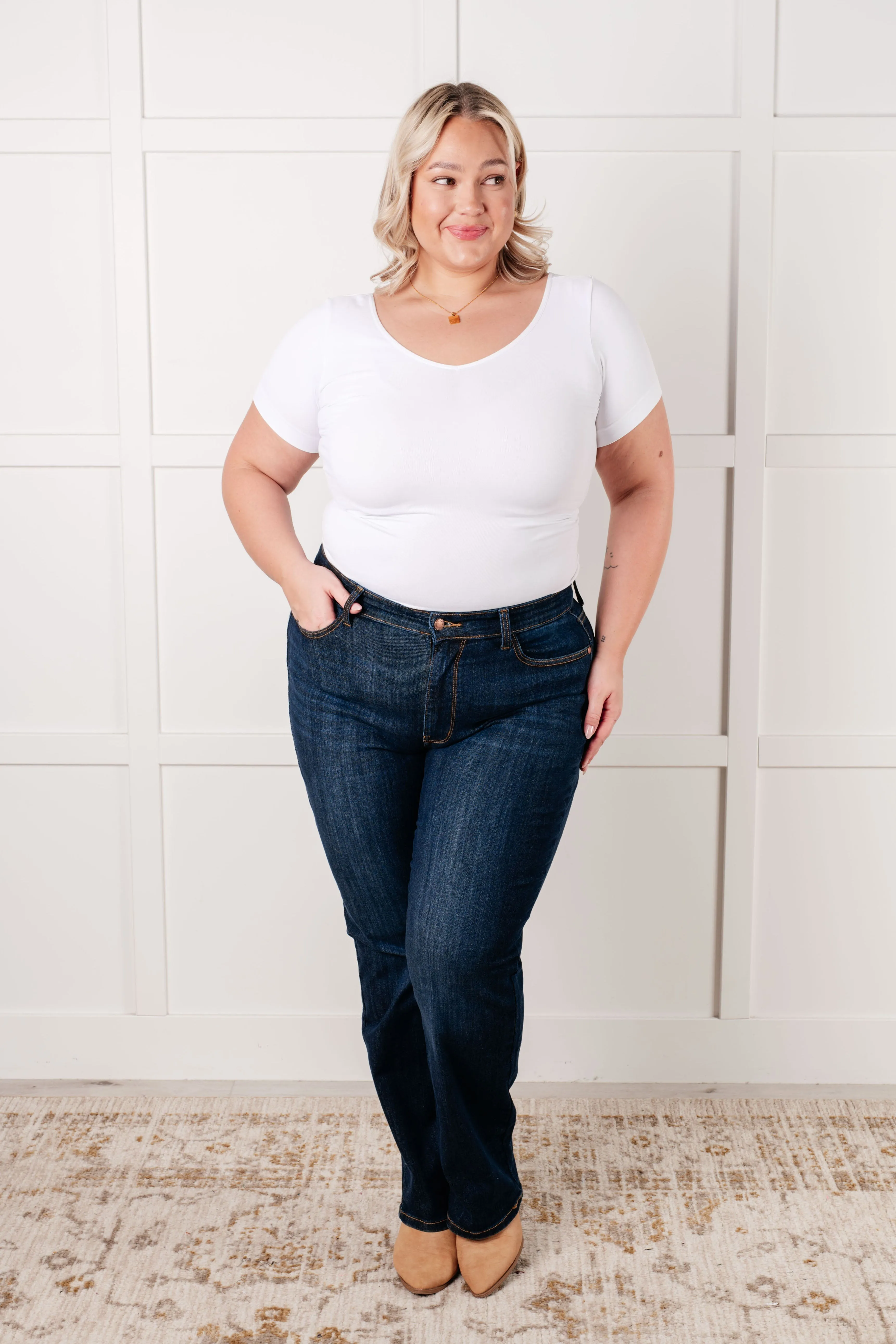 Alaina Judy Blue High Rise Classic Straight Jeans