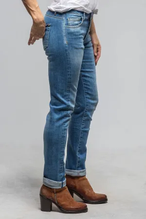 Alma Selvedge Denim Retro Straight Leg In Ripped & Repaired Mid Light Blue