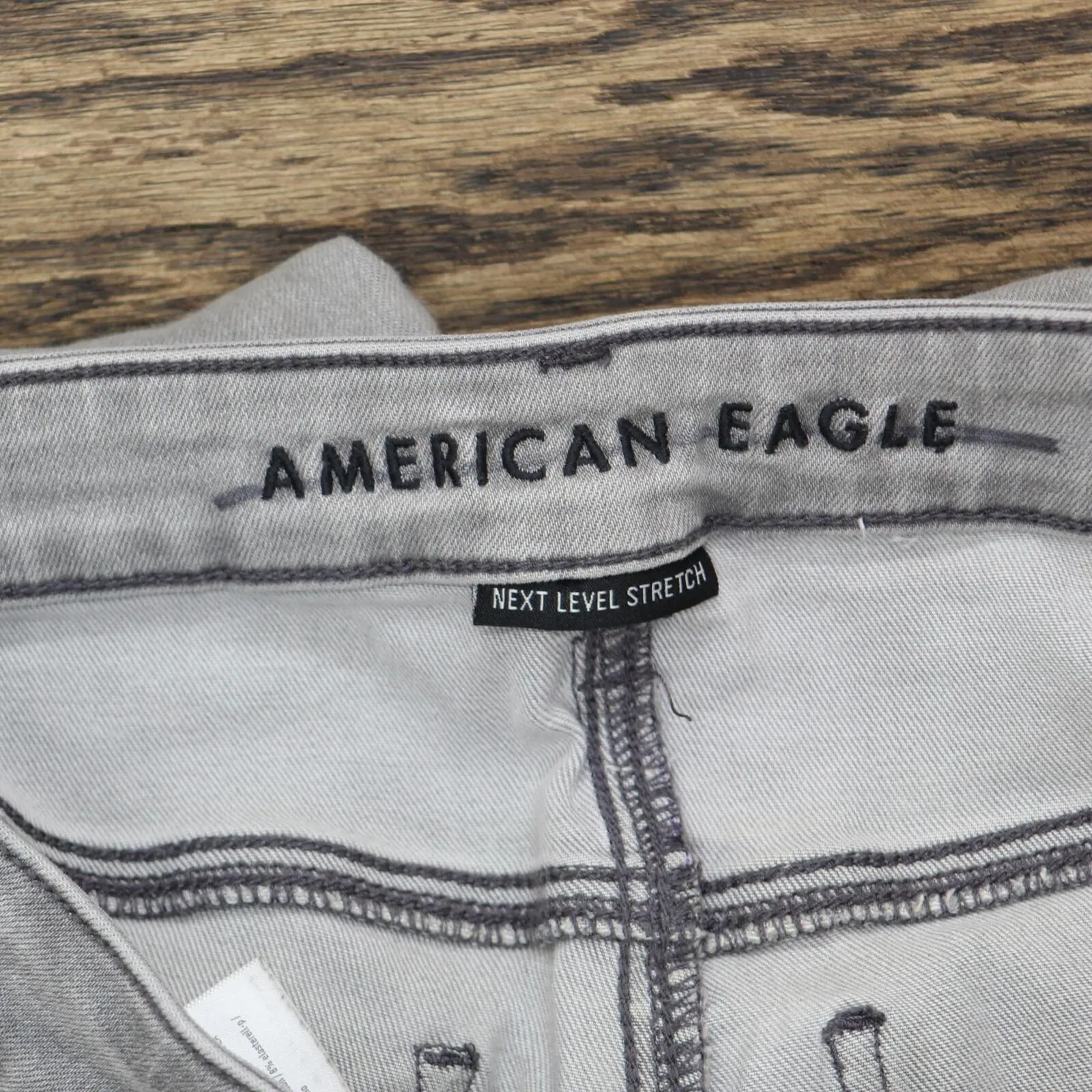 American Eagle Womens Next Level Stretch Distressed Hi Rise Jeggings Gray 4