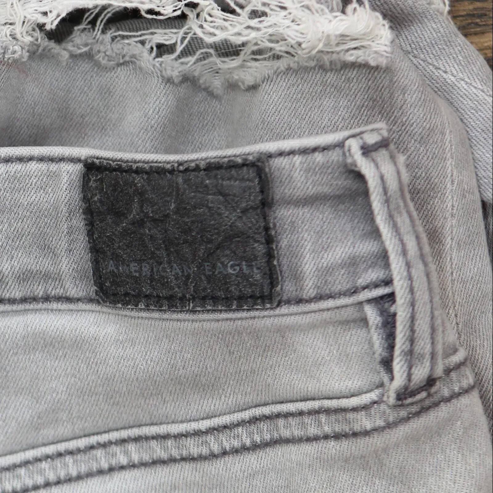 American Eagle Womens Next Level Stretch Distressed Hi Rise Jeggings Gray 4