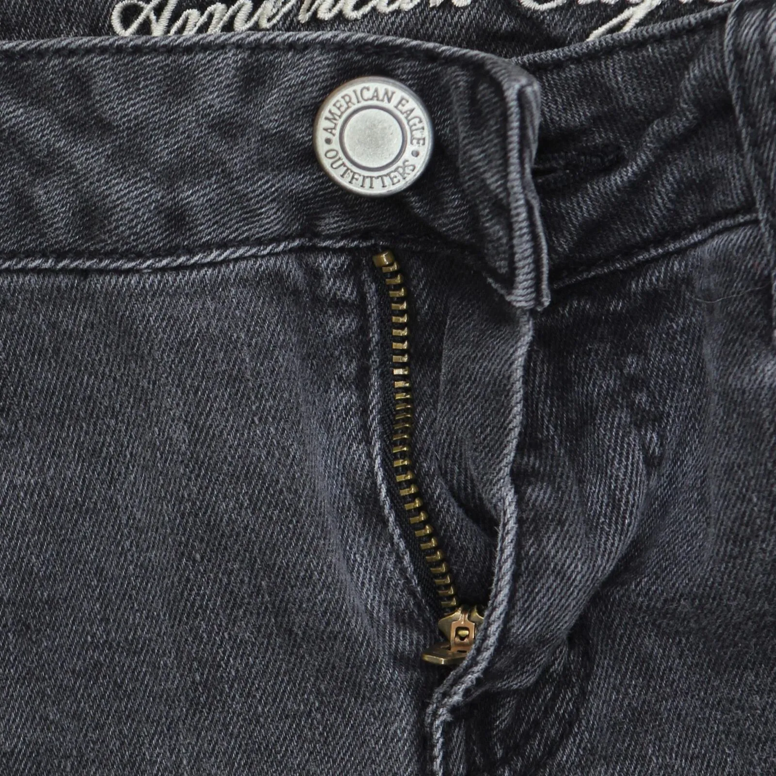 American Eagle Womens Stretch Skinny Distressed Jeans Washed Black 6