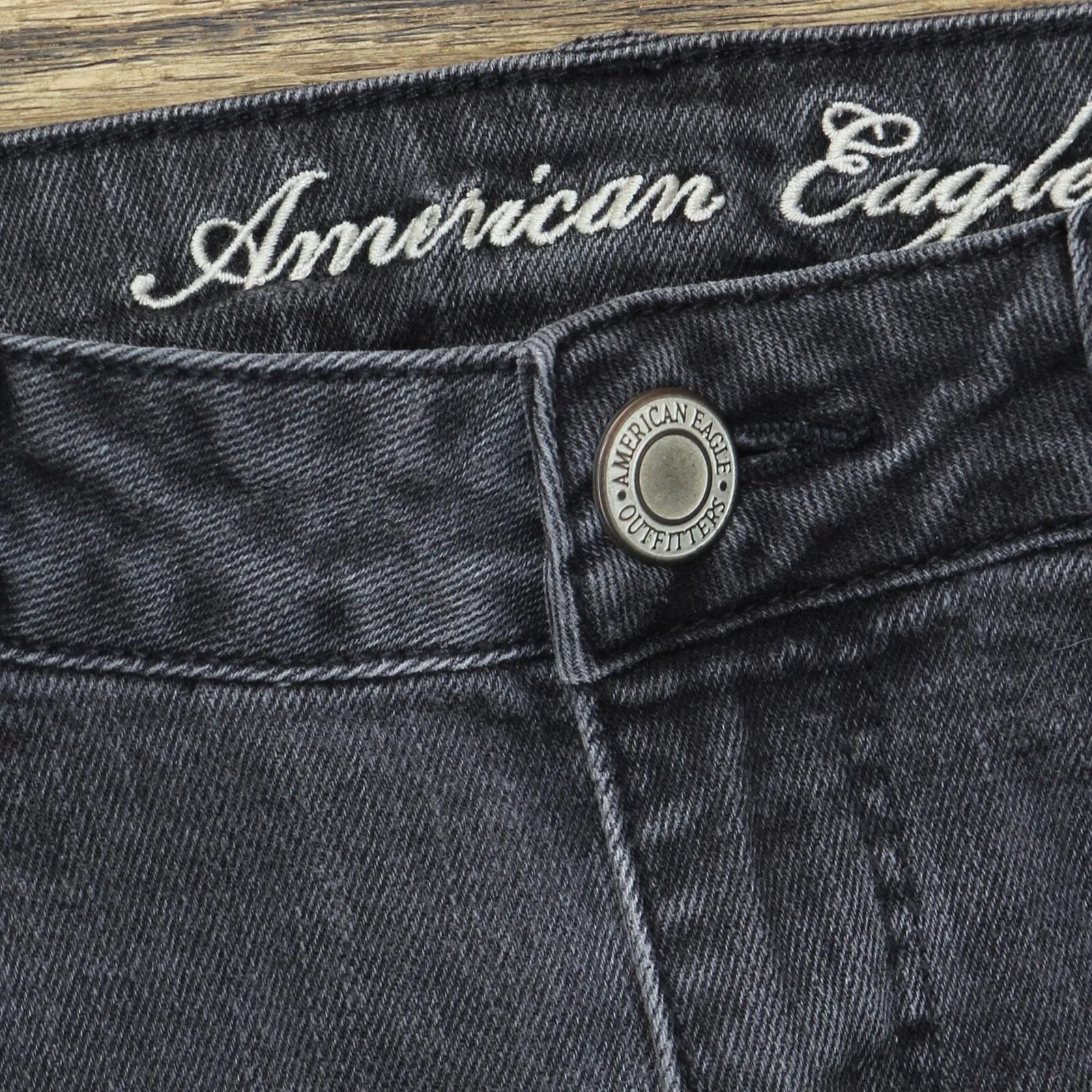 American Eagle Womens Stretch Skinny Distressed Jeans Washed Black 6