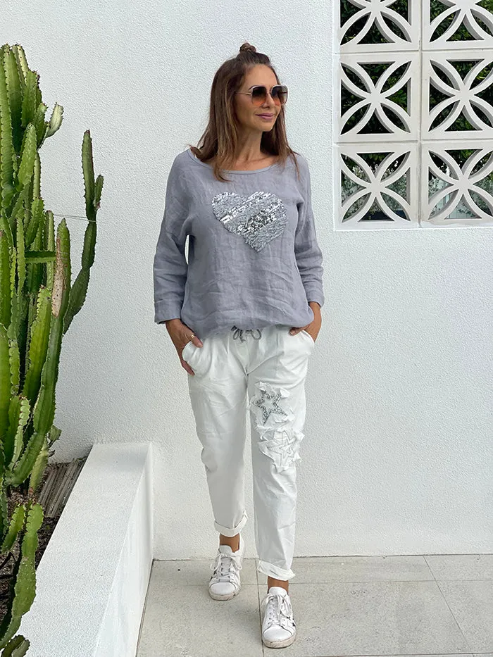 Amy Star Jogger Pants - White