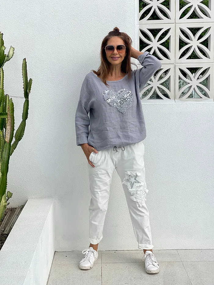 Amy Star Jogger Pants - White