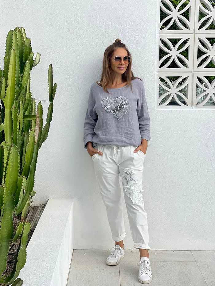 Amy Star Jogger Pants - White