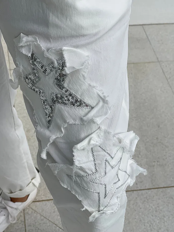 Amy Star Jogger Pants - White