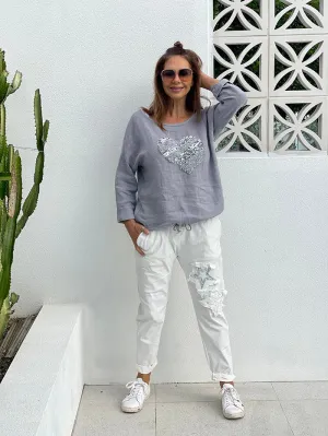 Amy Star Jogger Pants - White