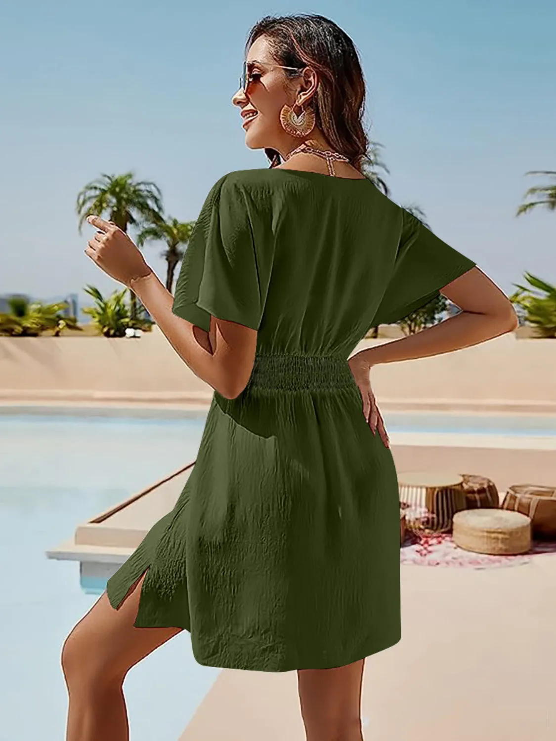 Anna Smocked V-Neck Short Sleeve Dress - Online Exclusive