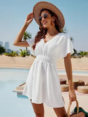 Anna Smocked V-Neck Short Sleeve Dress - Online Exclusive