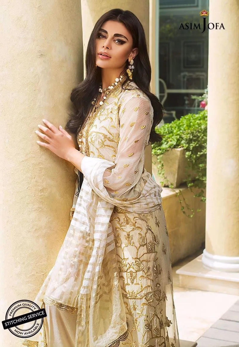 Asian style dress with heavy embroidery in ivory color # P2212