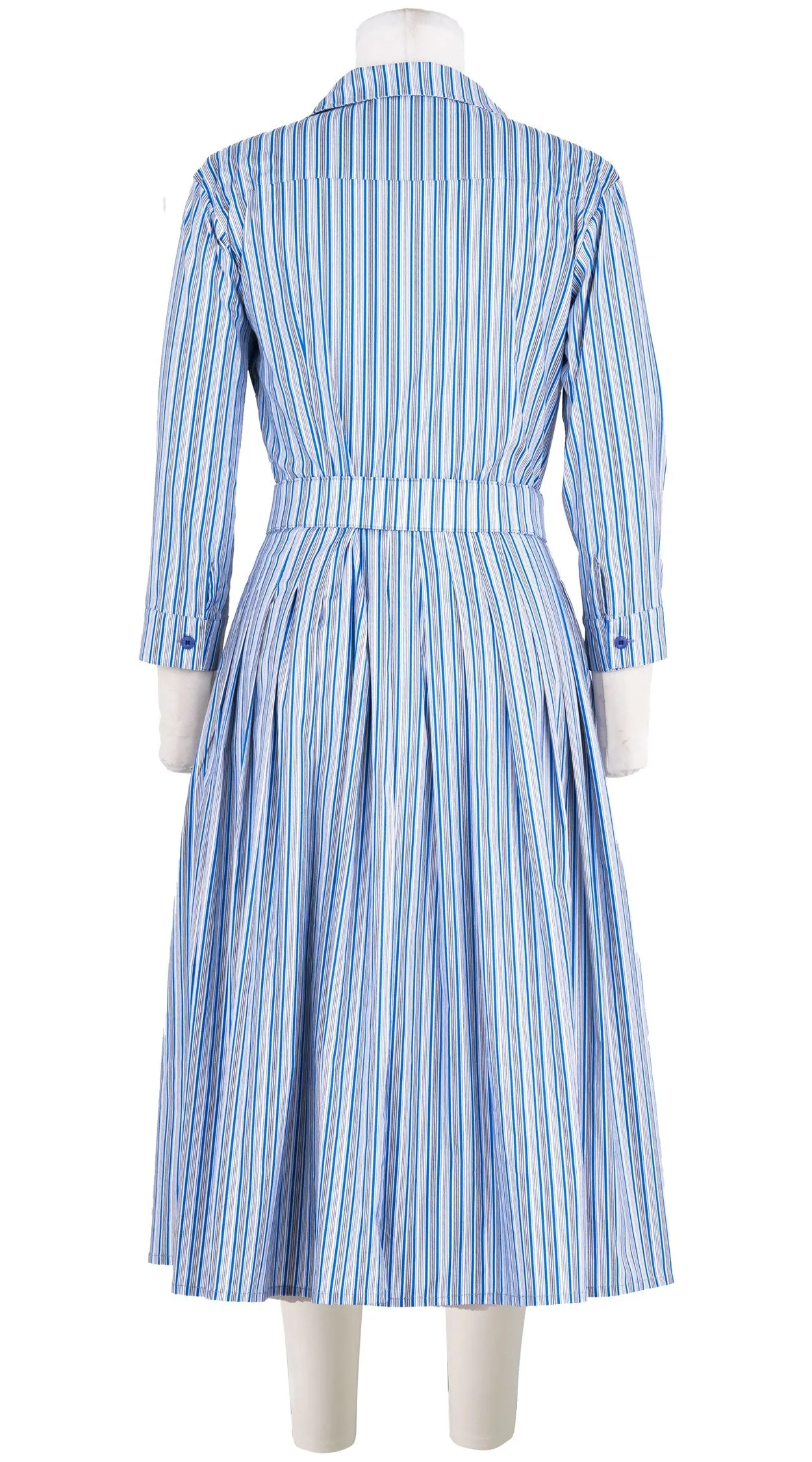 Audrey Dress #2 Shirt Collar 3/4 Sleeve Long Length Cotton Stretch (Napoli Stripe Bright)