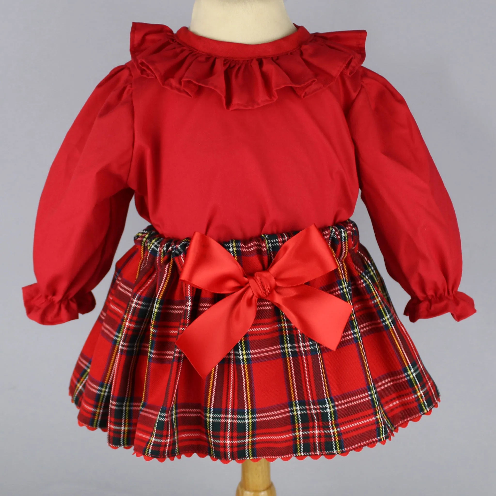 Baby Girl Tartan Outfit- 3 Piece - Red