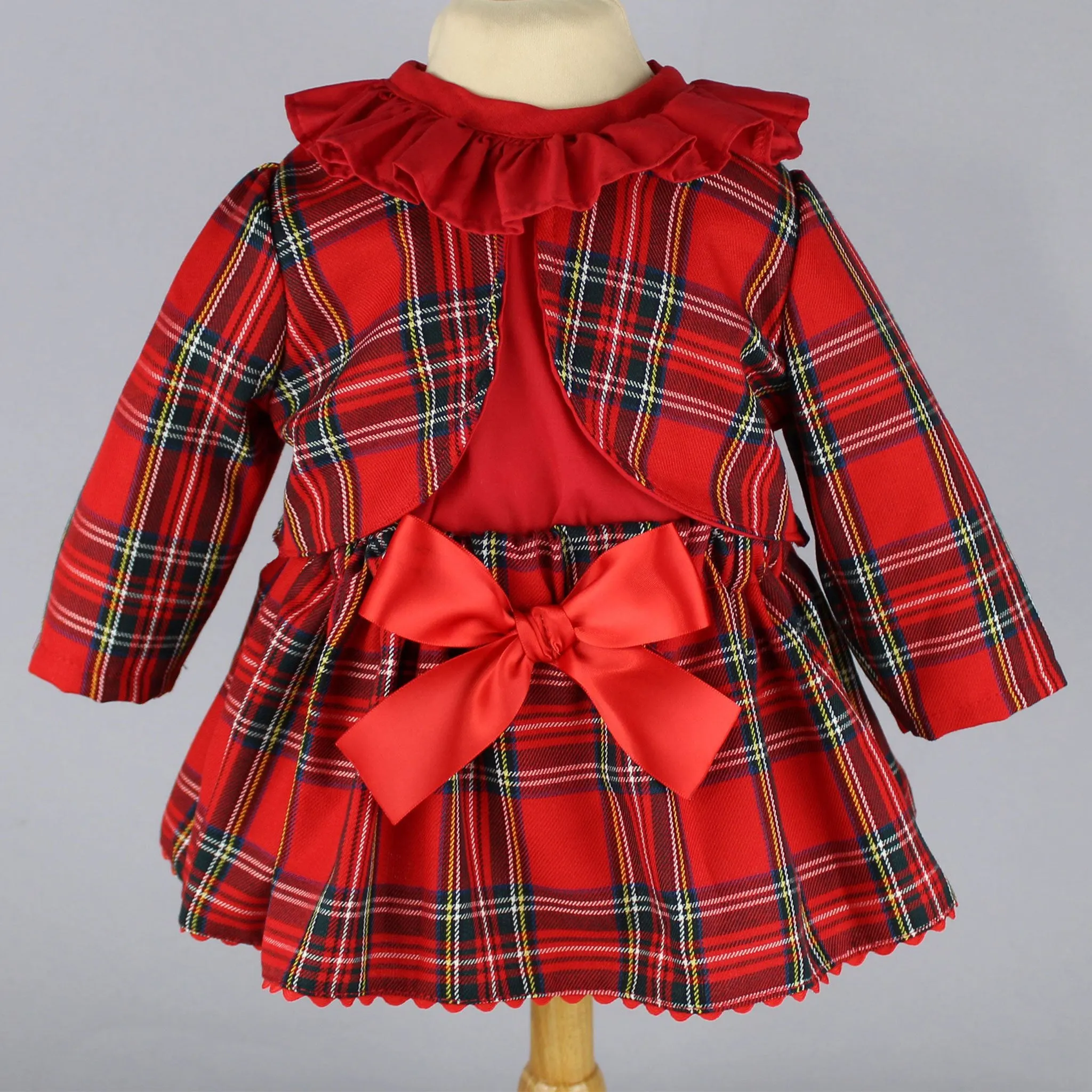 Baby Girl Tartan Outfit- 3 Piece - Red