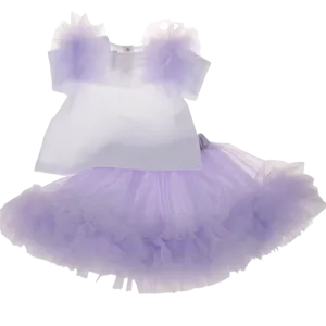 Barcellino Tulle Top & Skirt Set - Lilac/White