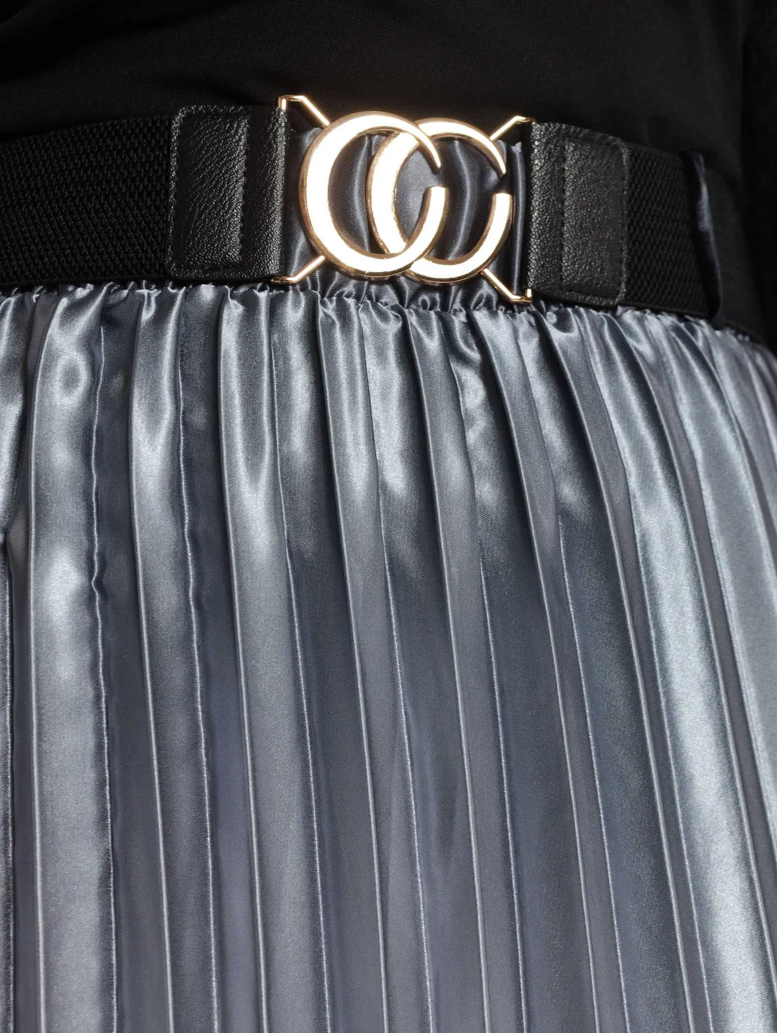 Belted Ombre Pleated Midi Skirt