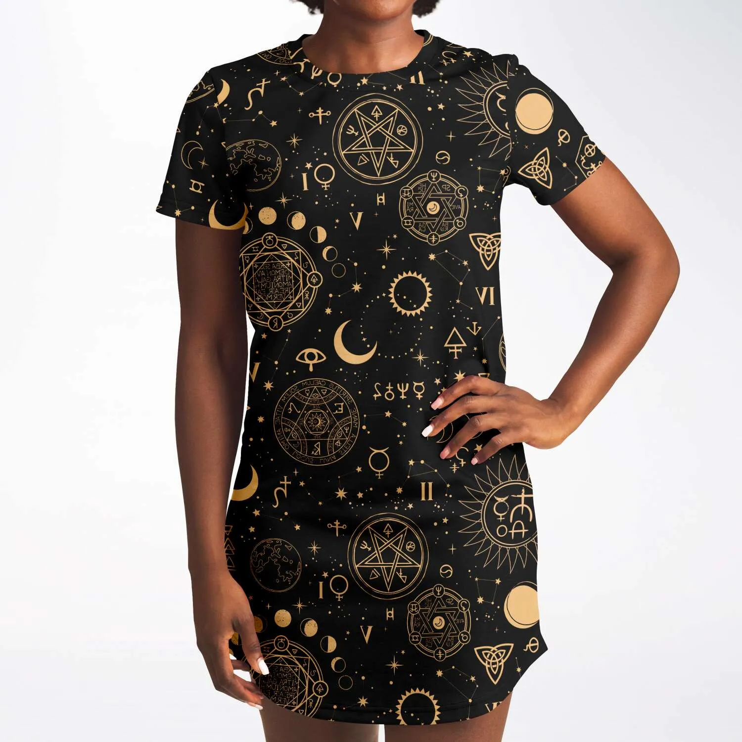 Black And Sand Celestial Tshirt Dress