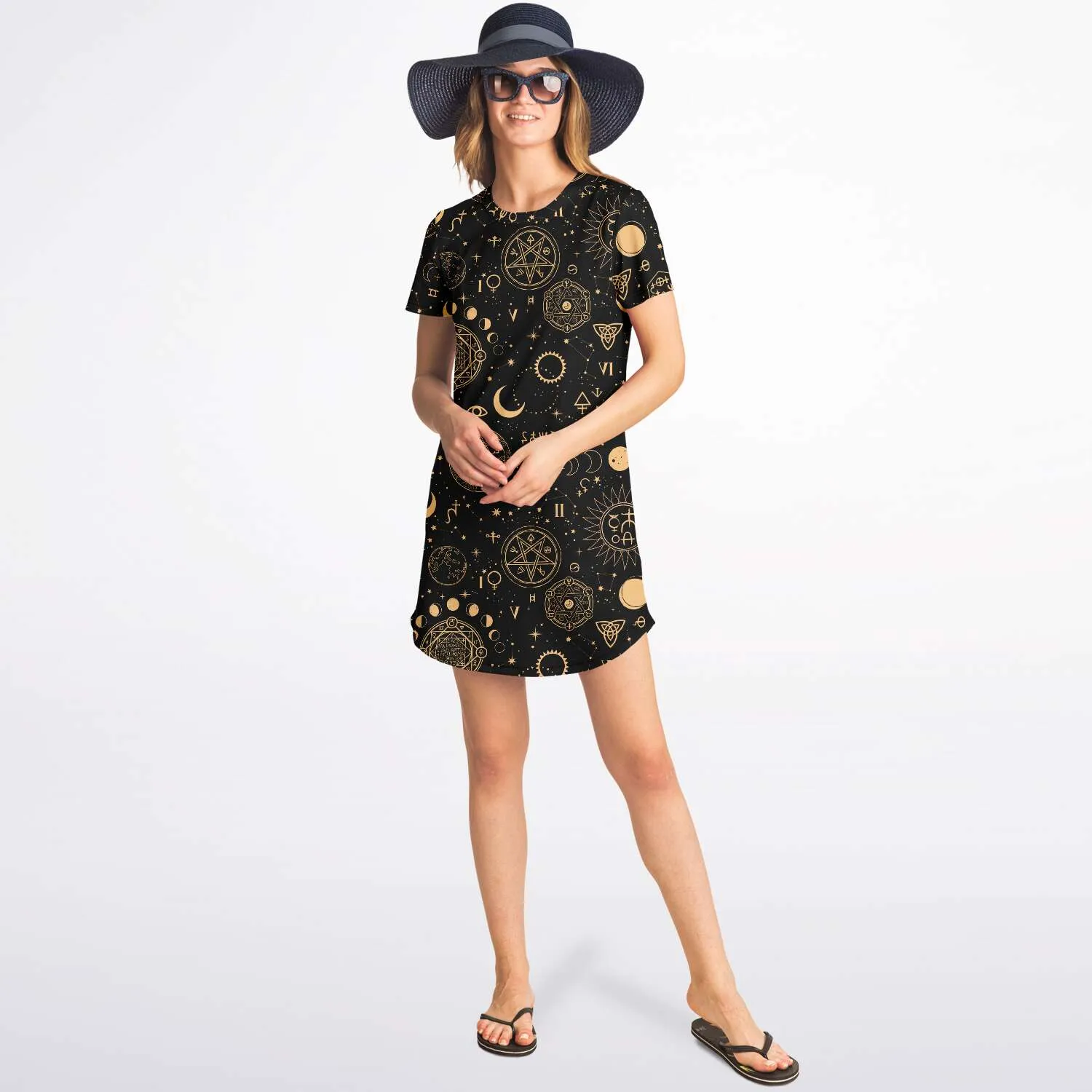 Black And Sand Celestial Tshirt Dress
