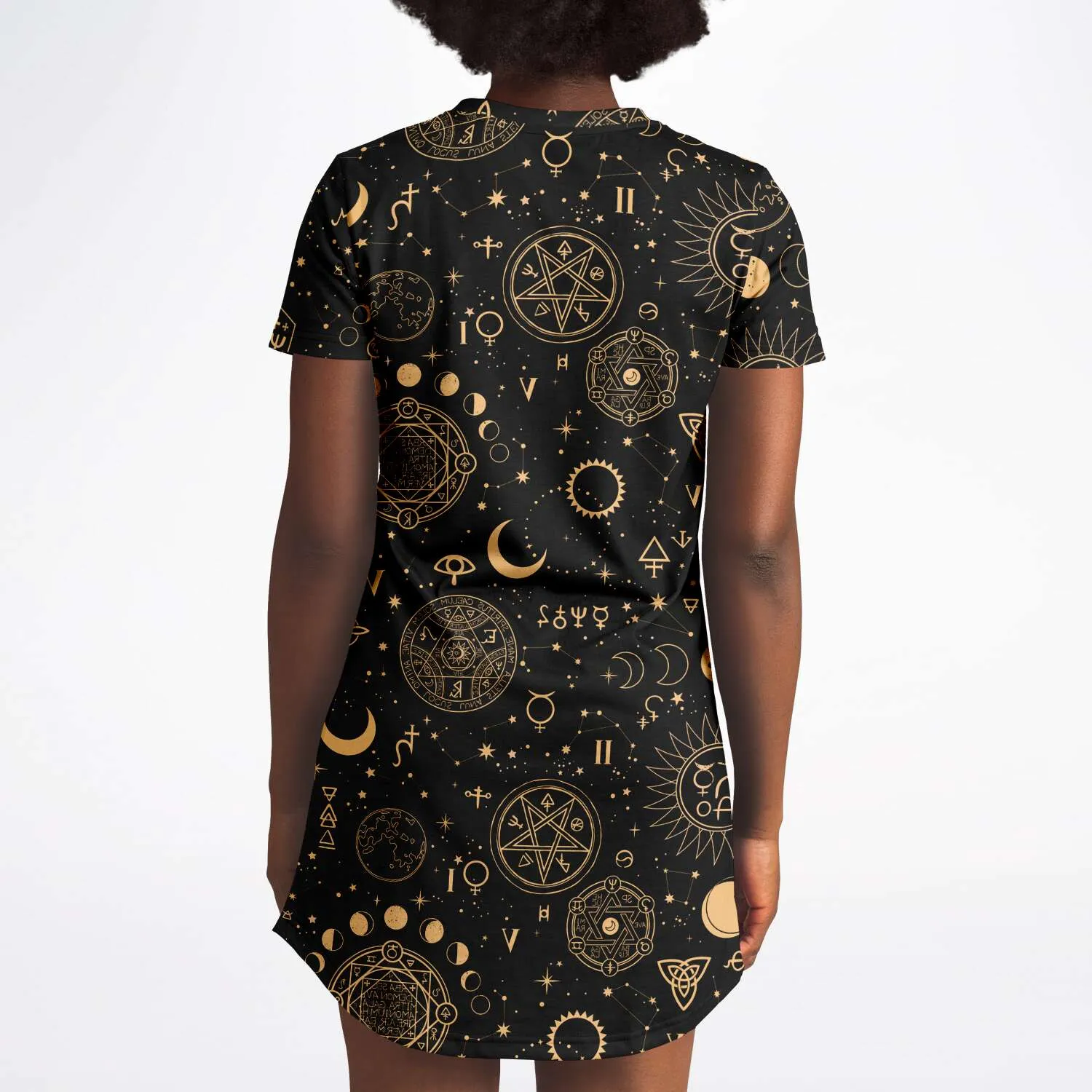 Black And Sand Celestial Tshirt Dress