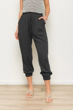 Black Elastic Waist Jogger Pants