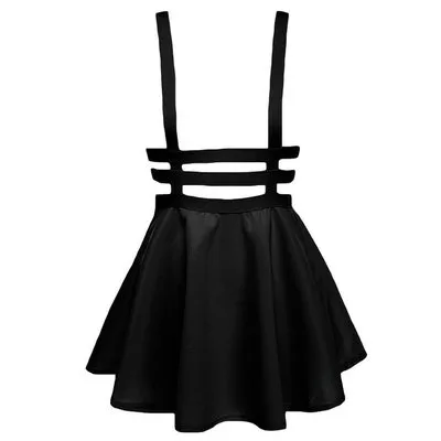 Black Harajuku Hollow-Out Braces Skirt