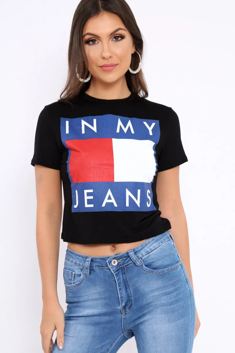Black In My Jeans Crew Neck Top - Tura