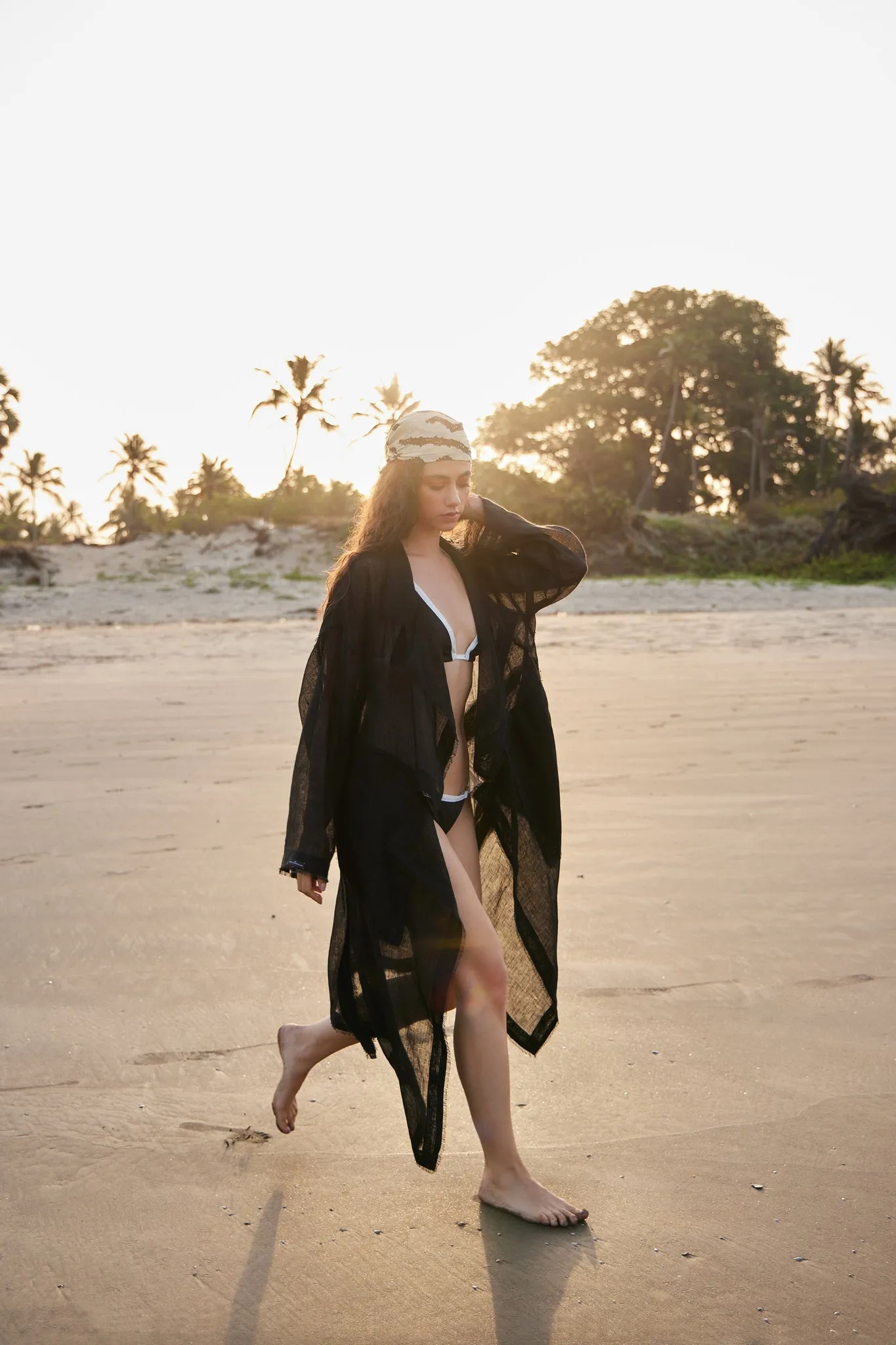 Black Linen Trench
