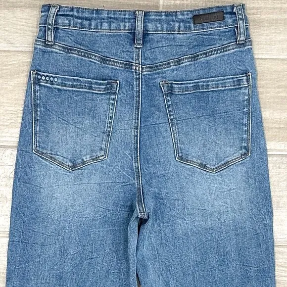 Blank NYC The Franklin Ribcage Wide Leg Distressed Jeans in Sunset Rider Size 27