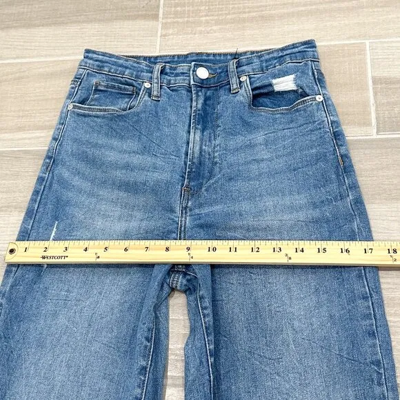 Blank NYC The Franklin Ribcage Wide Leg Distressed Jeans in Sunset Rider Size 27
