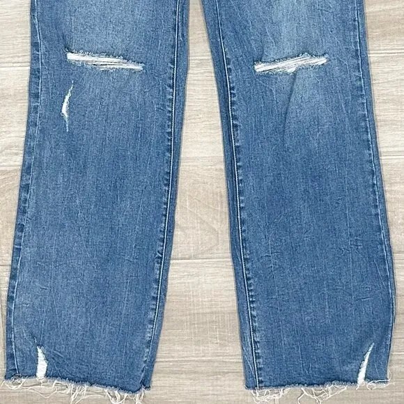 Blank NYC The Franklin Ribcage Wide Leg Distressed Jeans in Sunset Rider Size 27