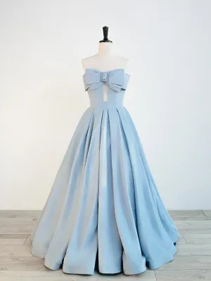 Blue Satin Floor Length Party Dress Prom Dress, Blue Evening Formal Dress