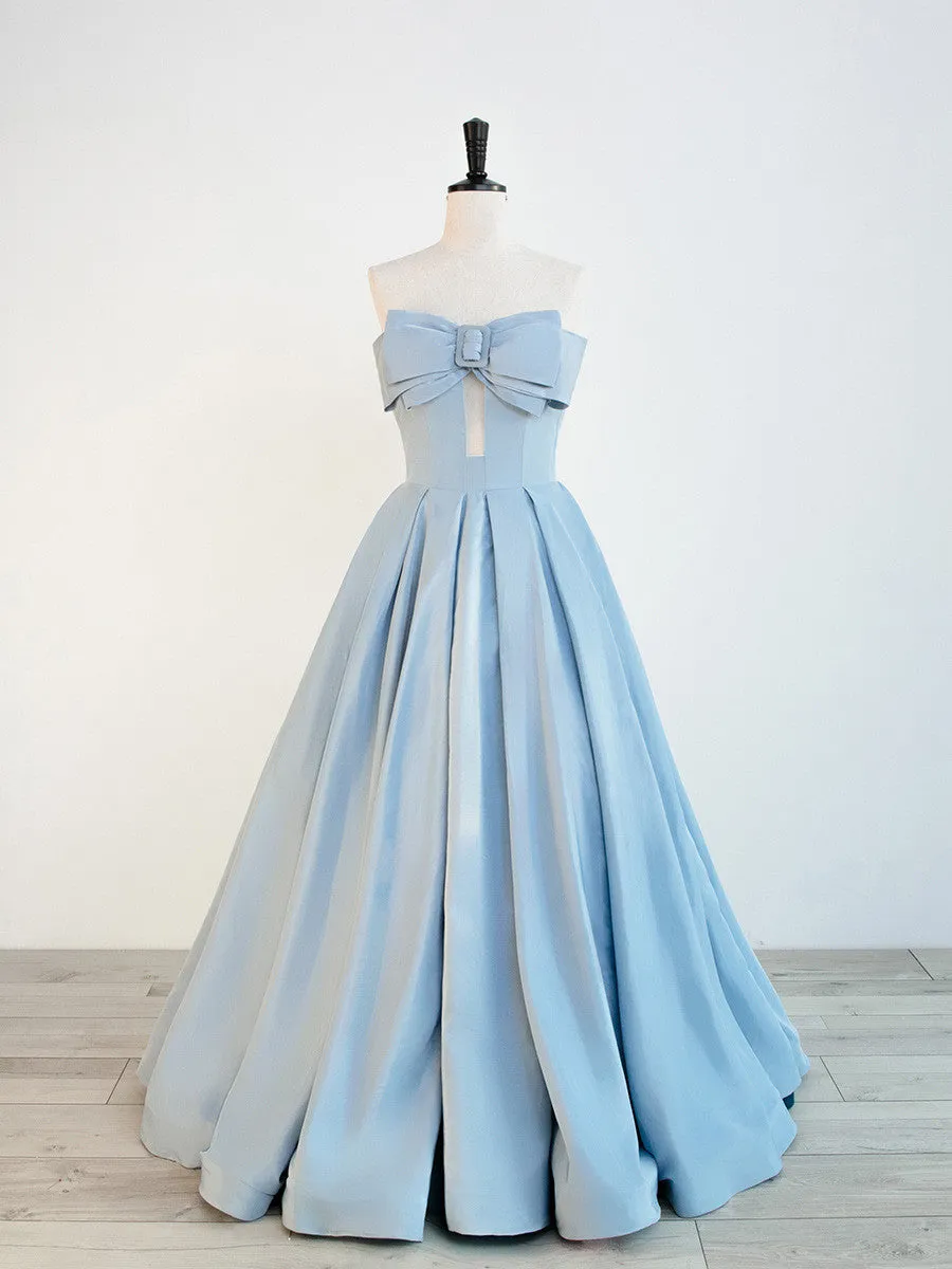 Blue Satin Floor Length Party Dress Prom Dress, Blue Evening Formal Dress