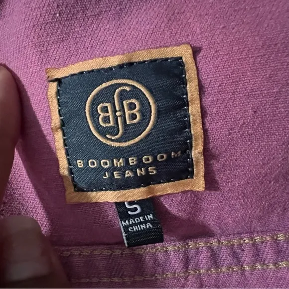 Boom boom jeans distressed shredded ripped denim jacket rose pink wash S