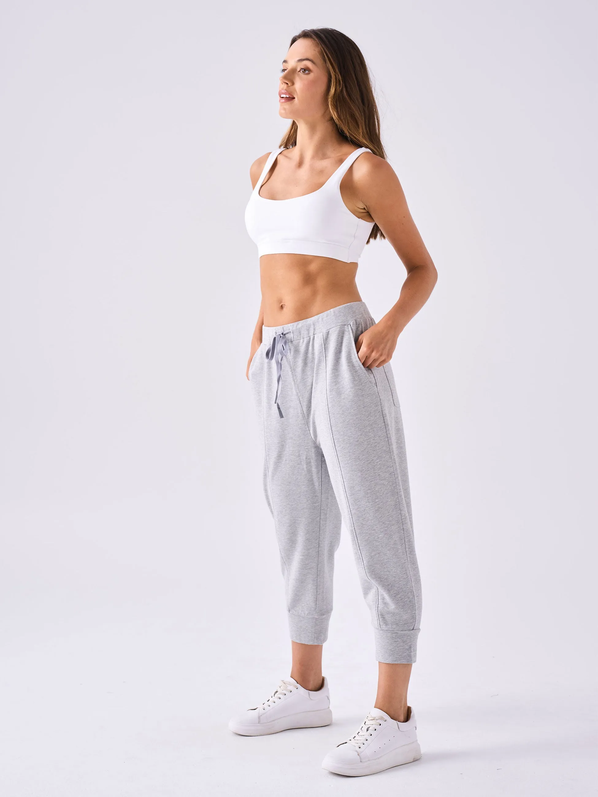 Breeze French Terry Cropped Jogger - Melange Grey