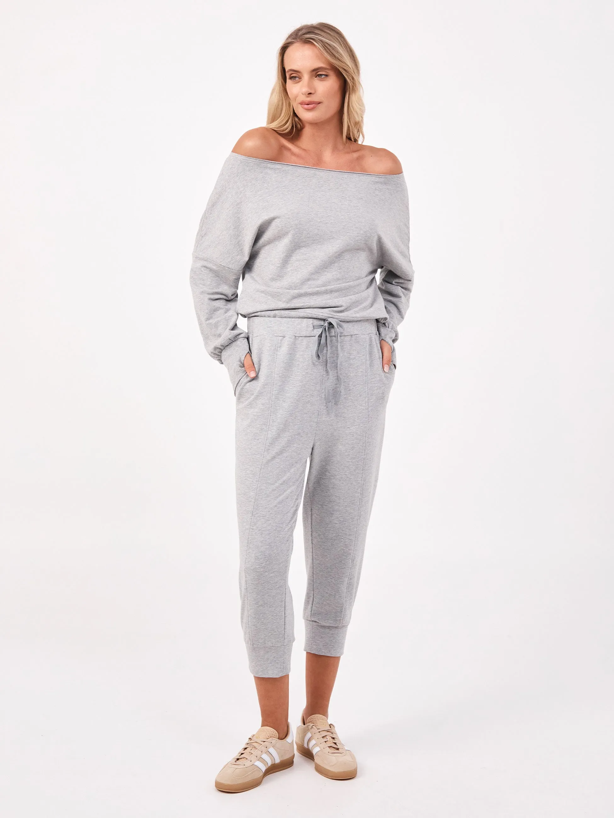 Breeze French Terry Cropped Jogger - Melange Grey
