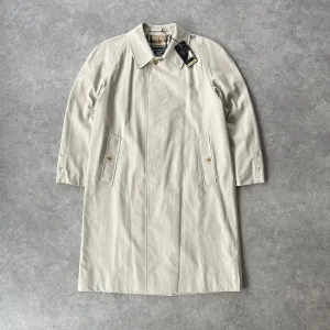 Burberry’s 1990s nova check cream trench jacket (M)