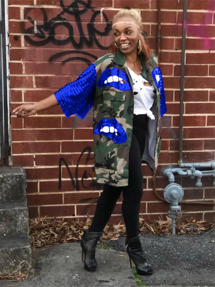 Camouflage Women Clothing Trench Jacket