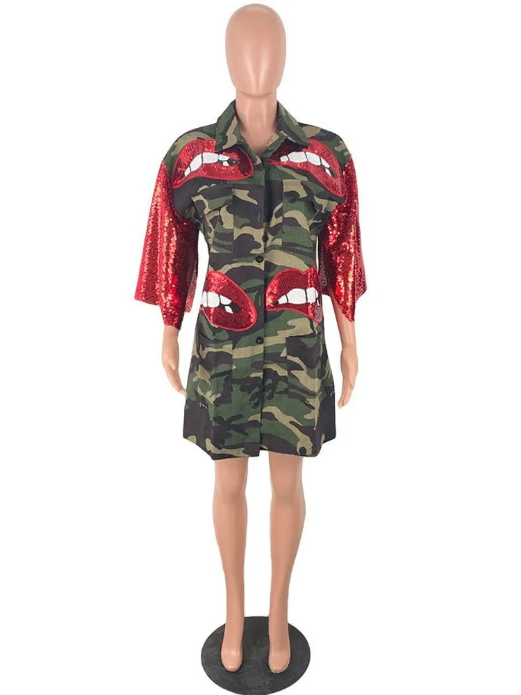 Camouflage Women Clothing Trench Jacket