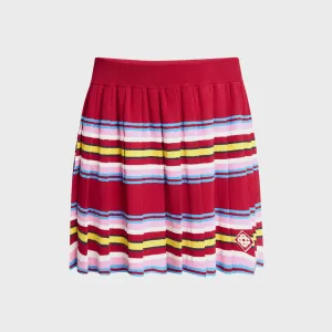 Casablanca Striped Polo Pleated Skort - Multi Dark Red